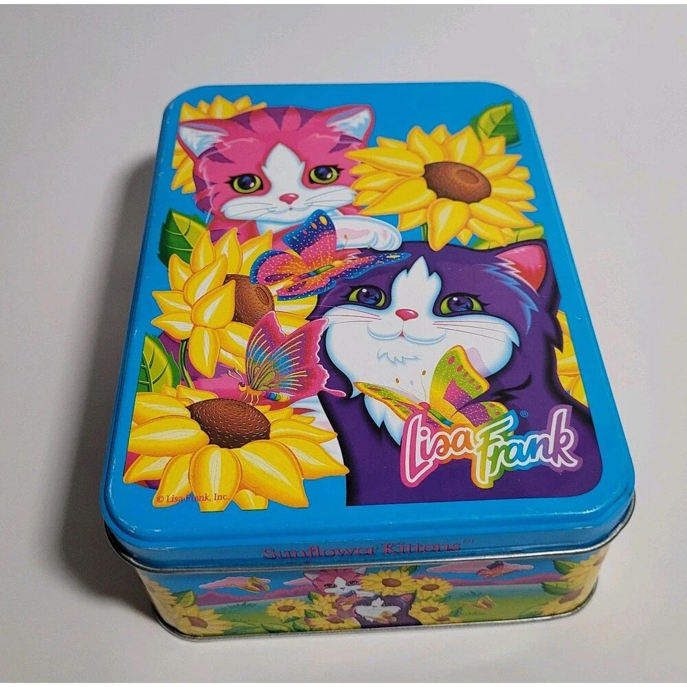 Lisa Frank Sunflower Kittens Collector Tin Playtime Vintage 90s Metal Box Empty